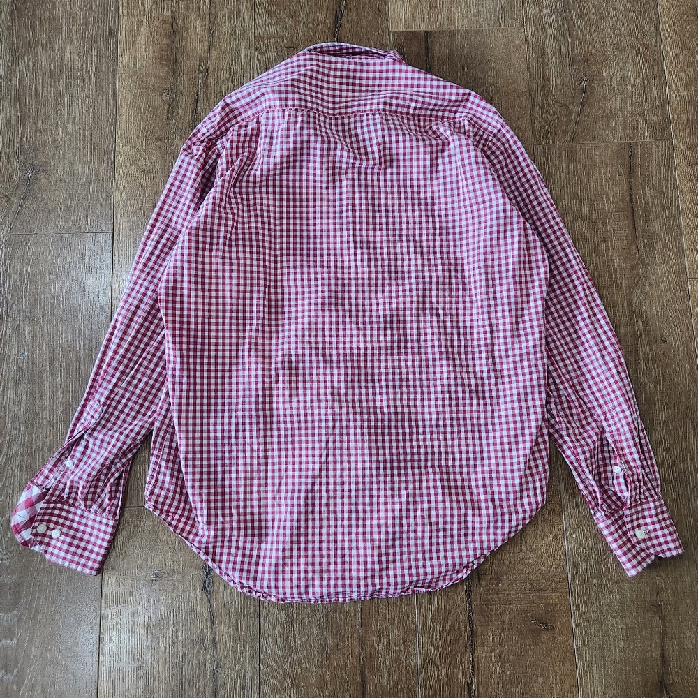 TailorByrd men's red gingham button-up shirt size medium normcore preppy casual - Picture 9 of 10